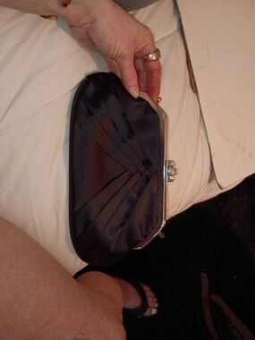 Classic Black Satin Evening Clutch By Jacqueline Ferrar